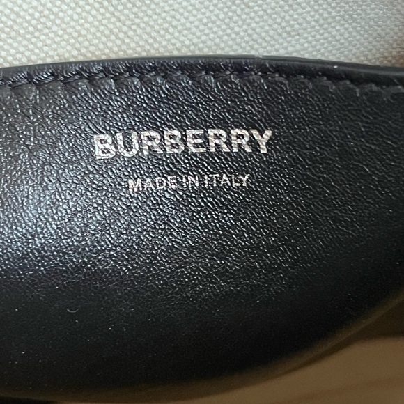 BURBERRY Lola Needle Punch Check Canvas Small Bucket Bag- Black and White - Picture 12 of 13